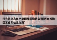 阿克苏信息化产业园及区块链公司[阿克苏地区工业和信息化局]